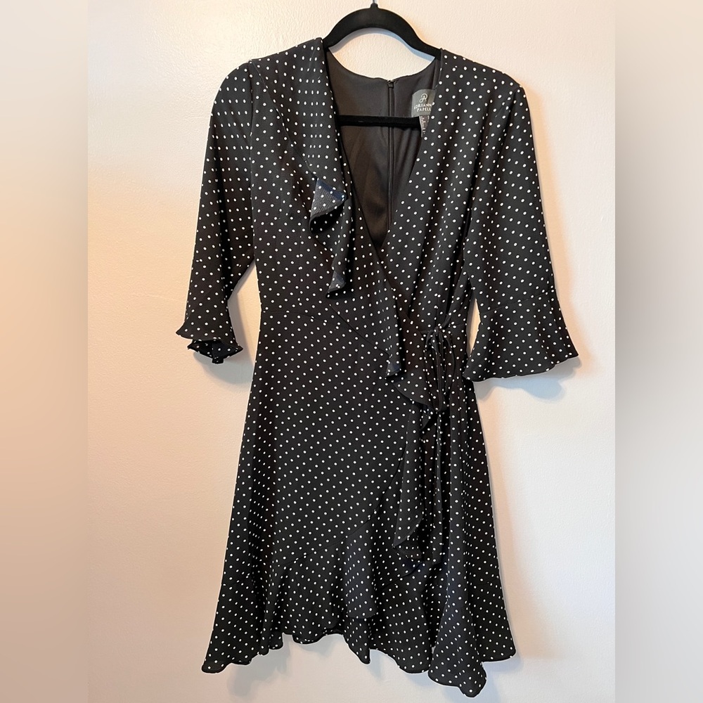 Adrianna Papell Polka Dot Wrap Dress